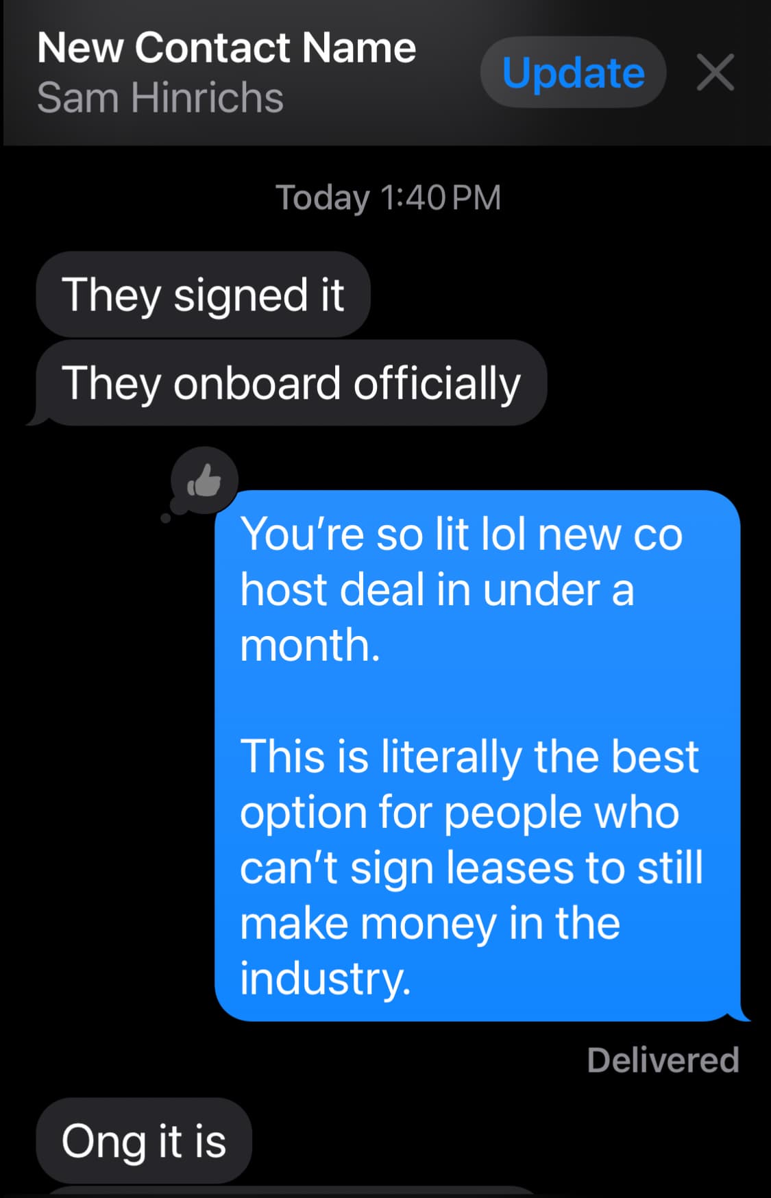 Operator confirmation of successful property match