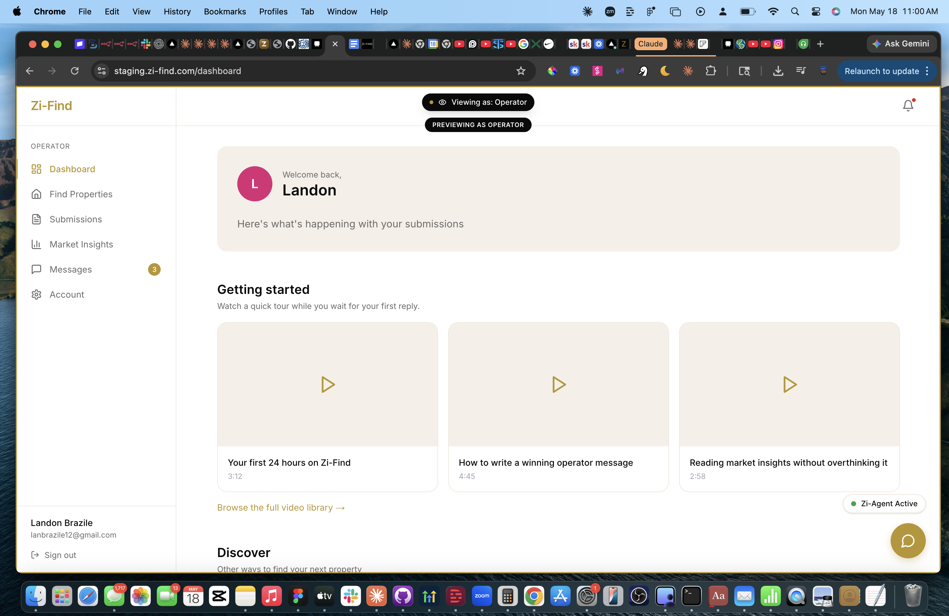 Zi-Find operator dashboard preview