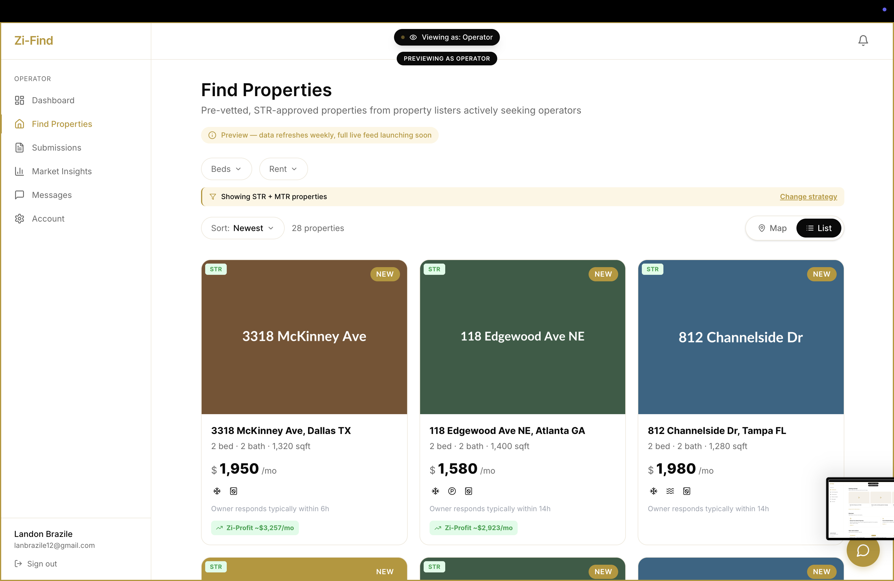 Zi-Find property search and discovery view